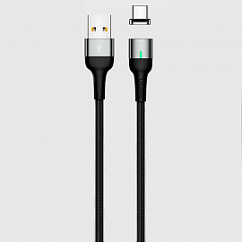 Кабель USB - MicroUSB для зарядки 1 м 3А магнитный плетеный Usams U28 черно-серый