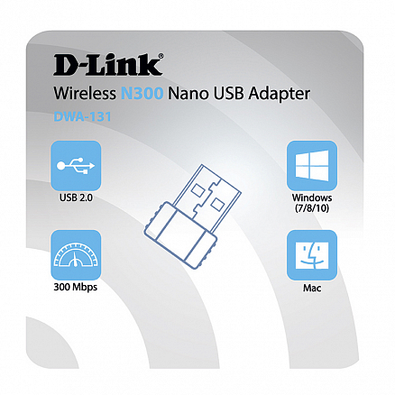WI-FI USB-адаптер 300 Мбит/с D-Link DWA-131/F1A