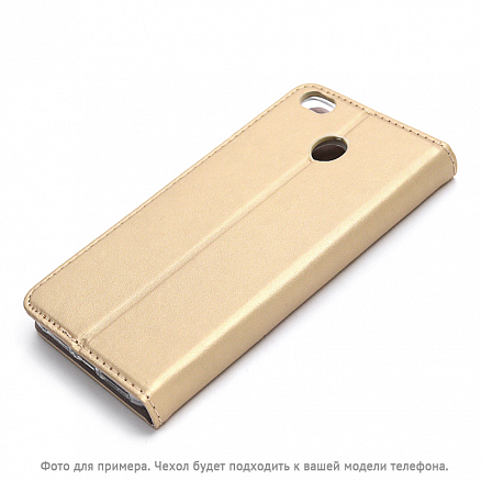 Чехол для Xiaomi Redmi 4X кожаный - книжка GreenGo Smart Stamp Rose золотистый