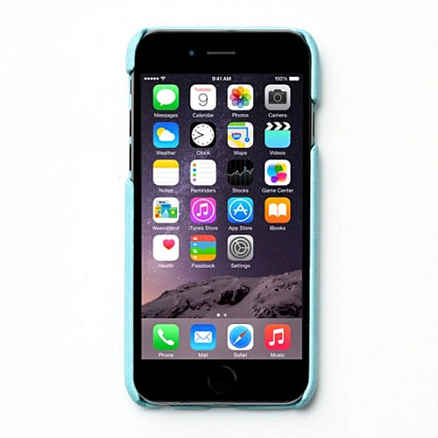 Чехол для iPhone 6 Plus, 6S Plus кожаный на заднюю крышку Zenus Avoc Dolomites светло-голубой
