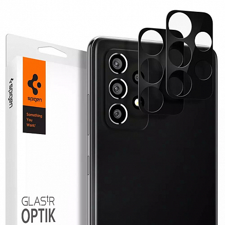 Защитное стекло на камеру для Samsung Galaxy A72 Spigen Optik.TR черное