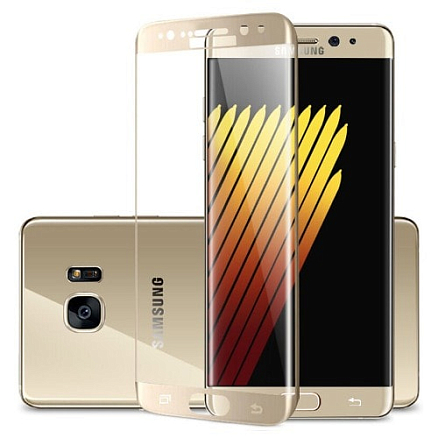 Защитное стекло для Samsung Galaxy Note 7 на весь экран противоударное Joyroom 3D золотистое