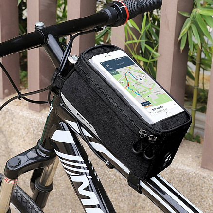 Велосумка на раму с держателем для телефона до 5.5 дюйма Wozinsky WBB6BK черная