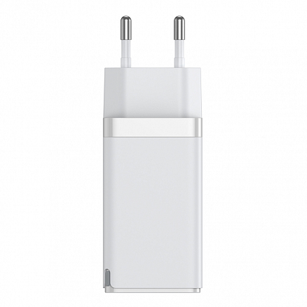Зарядное устройство сетевое с USB и двумя Type-C входами и Type-C кабелем 5А 65W Baseus GaN2 Pro (быстрая зарядка QC 4.0, 3.0, PD) белое
