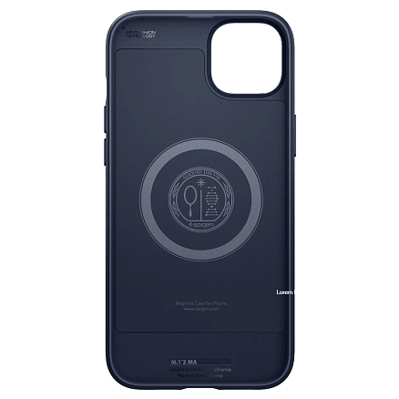 Чехол для iPhone 14 гибридный Spigen Mag Armor MagSafe синий