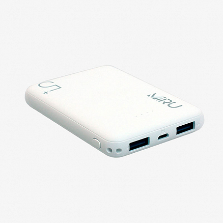 Внешний аккумулятор Miru 5+ 5000мАч (2хUSB, ток 2.1А) белый