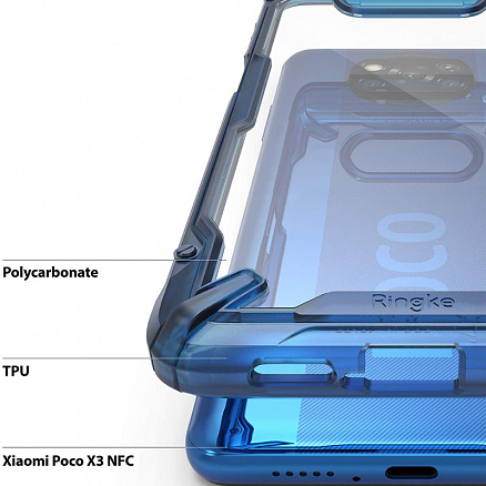 Чехол для Xiaomi Poco X3, X3 Pro гибридный Ringke Fusion X синий