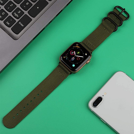 Ремешок-браслет для Apple Watch 4, 5, 6, 7, 8, SE, Ultra 42, 44, 45 и 49 мм текстильный Tech-Protect Scout зеленый