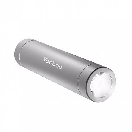 Внешний аккумулятор Yoobao Led Too компактный с фонариком 2500мАч (ток 1А) серебристый