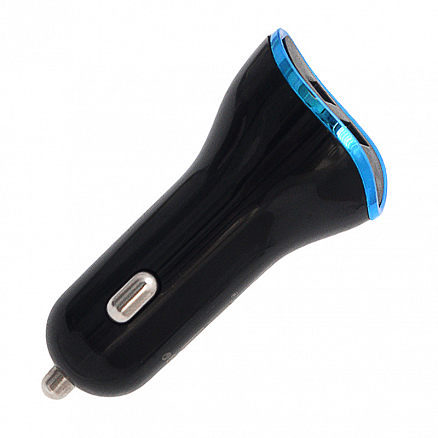 Зарядное устройство автомобильное с двумя USB входами 2A ISA С13 черно-синее