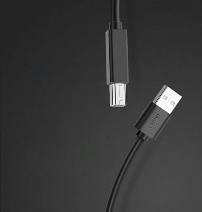 Кабель USB 2.0 - USB B для подключения принтера или сканера активный 10 м Ugreen US122 черный