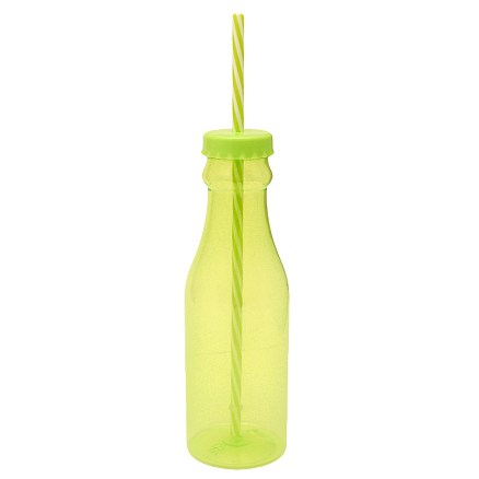 Бутылка для воды с трубочкой 600 мл зеленая