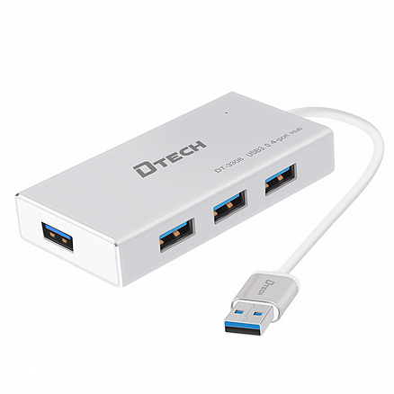 USB 3.0 HUB (разветвитель) на 4 порта + MicroUSB Dtech DT-3308 серебристый
