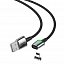Кабель USB - MicroUSB, Lightning, Type-C 1 м 3А со сменными штекерами магнитный плетеный Baseus Zinc черный