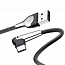 Кабель Type-C - USB 2.0 для зарядки 1 м 3А плетеный с угловым штекером Baseus Sharp-bird (быстрая зарядка QC 3.0) черный