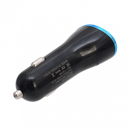 Зарядное устройство автомобильное с двумя USB входами 2A ISA С13 черно-синее