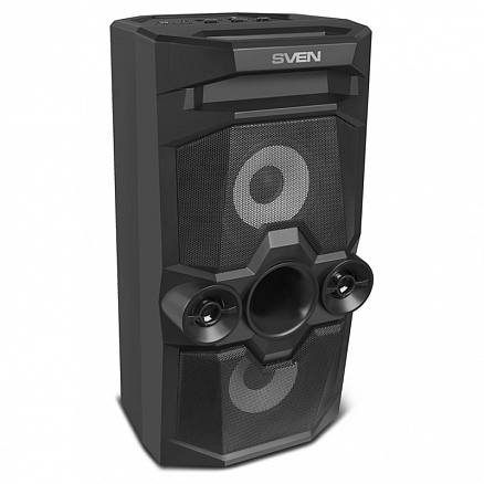Портативная акустическая система Sven PS-650 с подсветкой, FM-радио, USB и поддержкой MicroSD карт черная