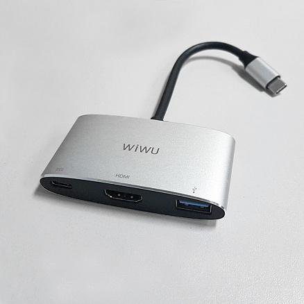 Хаб (разветвитель) Type-C - HDMI, USB 3.0, Type-C WiWU Apollo C2H серебристый
