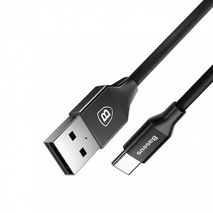Кабель USB - Type-C для зарядки 1,2 м 3A плетеный Baseus Yiven черный