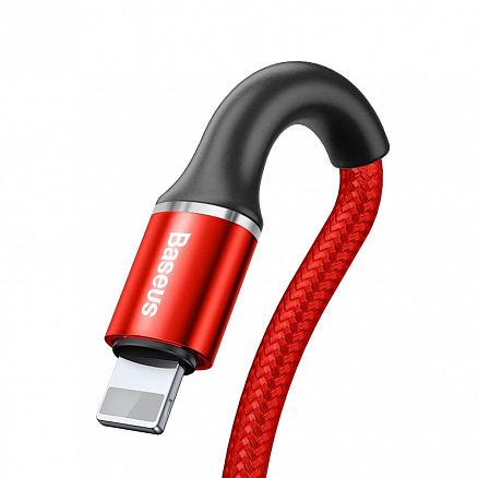 Кабель USB - Lightning для зарядки iPhone 1 м 2.4А плетеный Baseus Halo красный
