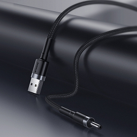Кабель USB - DC jack 3,5 мм (как толстый разъем Nokia) для зарядки длина 1 м 2A Baseus Cafule черно-серый