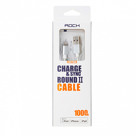 Кабель USB - Lightning для зарядки iPhone 1,8 м 2.4А MFi Rock Round II белый