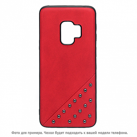 Чехол для Huawei P20 Lite, Nova 3e гибридный с кожей Beeyo Brads Type 1 красный