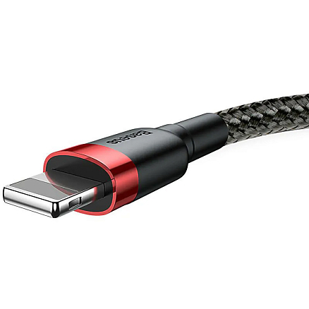 Кабель USB - Lightning для зарядки 0,5 м 2А плетеный Baseus Cafule черно-красный