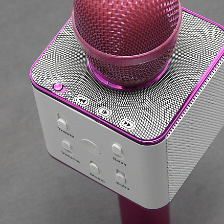 Микрофон беспроводной для караоке с динамиком и USB для флешки Forever BS-101 розовый