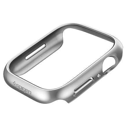 Чехол для Apple Watch 45 мм пластиковый тонкий Spigen Thin Fit серый