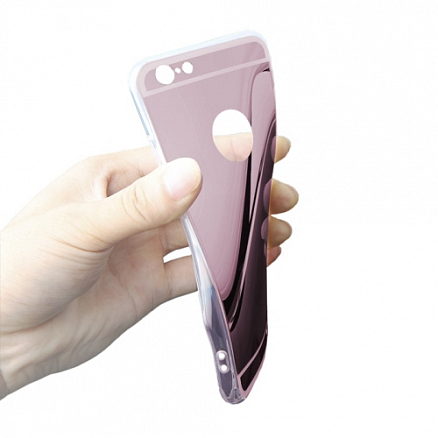 Чехол для iPhone 7, 8 гелевый GreenGo Mirror розовое золото