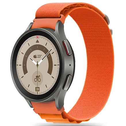 Ремешок-браслет для Samsung Galaxy Watch 4, 5, 5 Pro 40, 42, 44, 45 и 46 мм текстильный Tech-Protect Nylon Pro оранжевый