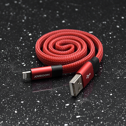 Кабель USB - Lightning для зарядки iPhone 0,5 м 2.4А плетеный плоский Joyroom Magic S-M340 красный
