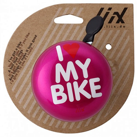 Звонок велосипедный Liix Ding Dong I Love My Bike розовый