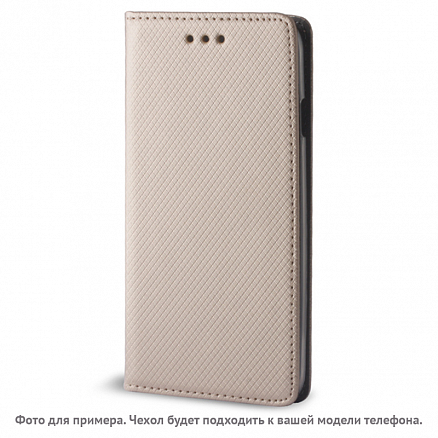 Чехол для Huawei Y6 Prime (2018), Honor 7A Pro, 7C AUM-L41 кожаный - книжка GreenGo Smart Magnet золотистый