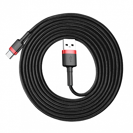 Кабель Type-C - USB 2.0 для зарядки 2 м 2А плетеный Baseus Cafule черно-красный