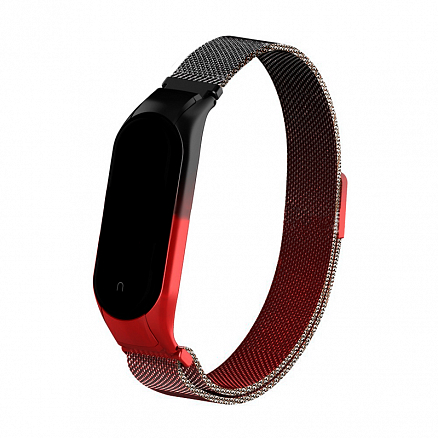 Сменный браслет для Xiaomi Mi Smart Band 5, 6 миланское плетение Nova Dual Color красно-черный