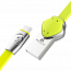 Кабель USB - MicroUSB для зарядки 1 м 2.4A плоский Rock Zodiac Snake зеленый