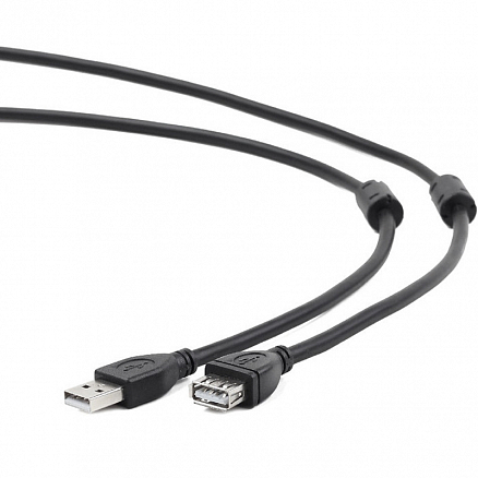 Кабель-удлинитель USB 2.0 (папа - мама) длина 1,8 м Cablexpert с ферритами черный