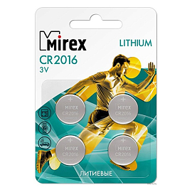 Батарейка CR2016 литиевая Mirex упаковка 4 шт.