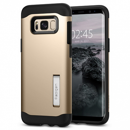 Чехол для Samsung Galaxy S8+ G955F гибридный тонкий Spigen SGP Slim Armor черно-золотистый