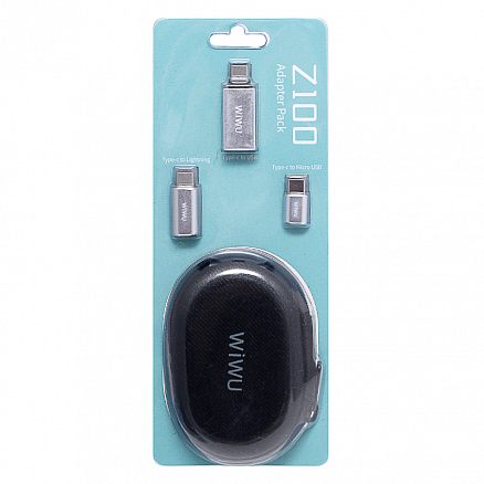 Набор переходников с Type-C на USB, Lightning и MicroUSB OTG WiWU Z100 3 шт. с чехлом