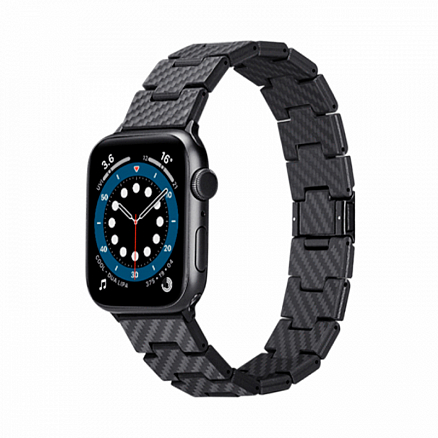 Ремешок-браслет для Apple Watch 42, 44 и 45 мм карбоновый Pitaka Retro черный