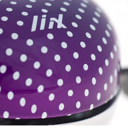 Звонок велосипедный Liix Mini Ding Dong в горошек фиолетовый