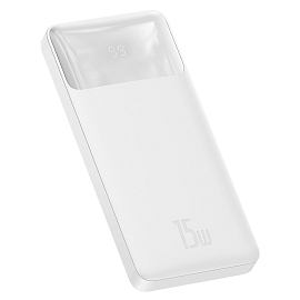 Внешний аккумулятор Baseus Bipow Digital с дисплеем 10000мАч (USB, Type-C, ток 3А, быстрая зарядка PD, QC 3.0, 15Вт) белый