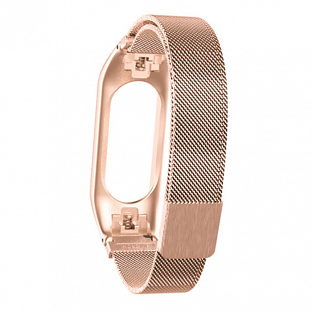 Сменный браслет для Xiaomi Mi Band 4 миланское плетение Nova Magnetic розовое золото