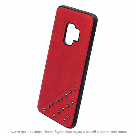 Чехол для Huawei P20 Lite, Nova 3e гибридный с кожей Beeyo Brads Type 1 красный