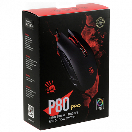 Мышь проводная USB оптическая A4Tech Bloody P80 Pro 8 кнопок 12000 dpi игровая черная