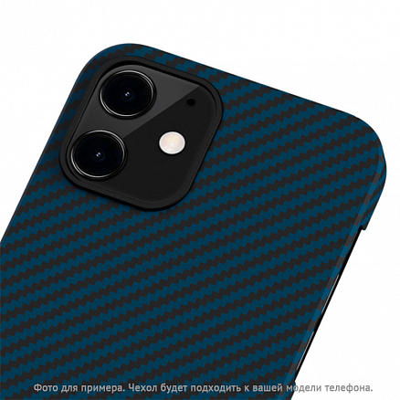 Чехол для iPhone 12 Mini кевларовый тонкий Pitaka MagEZ черно-синий