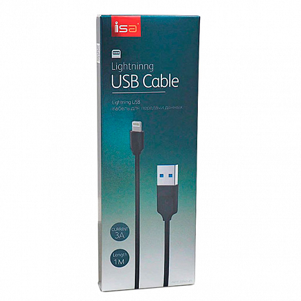 Кабель USB - Lightning для зарядки iPhone 1 м 3A ISA черный